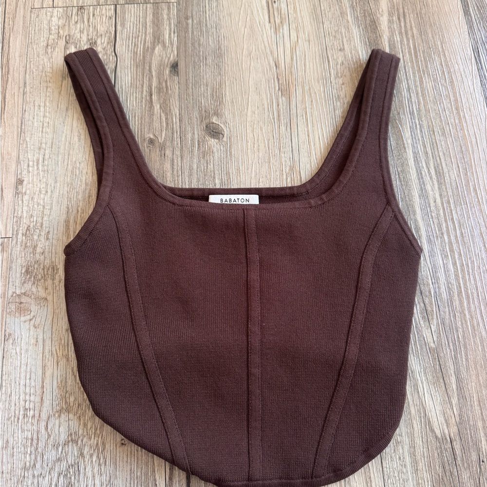 Babaton Chocolate Brown Crop Top